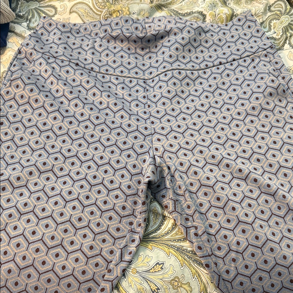 CAbi Blue and Brown Geometric Pants Tessa pants XL